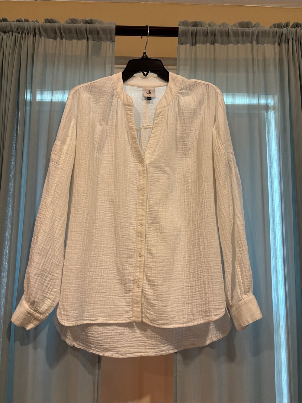 CAbi White cotton Gauze Button-Up Blouse